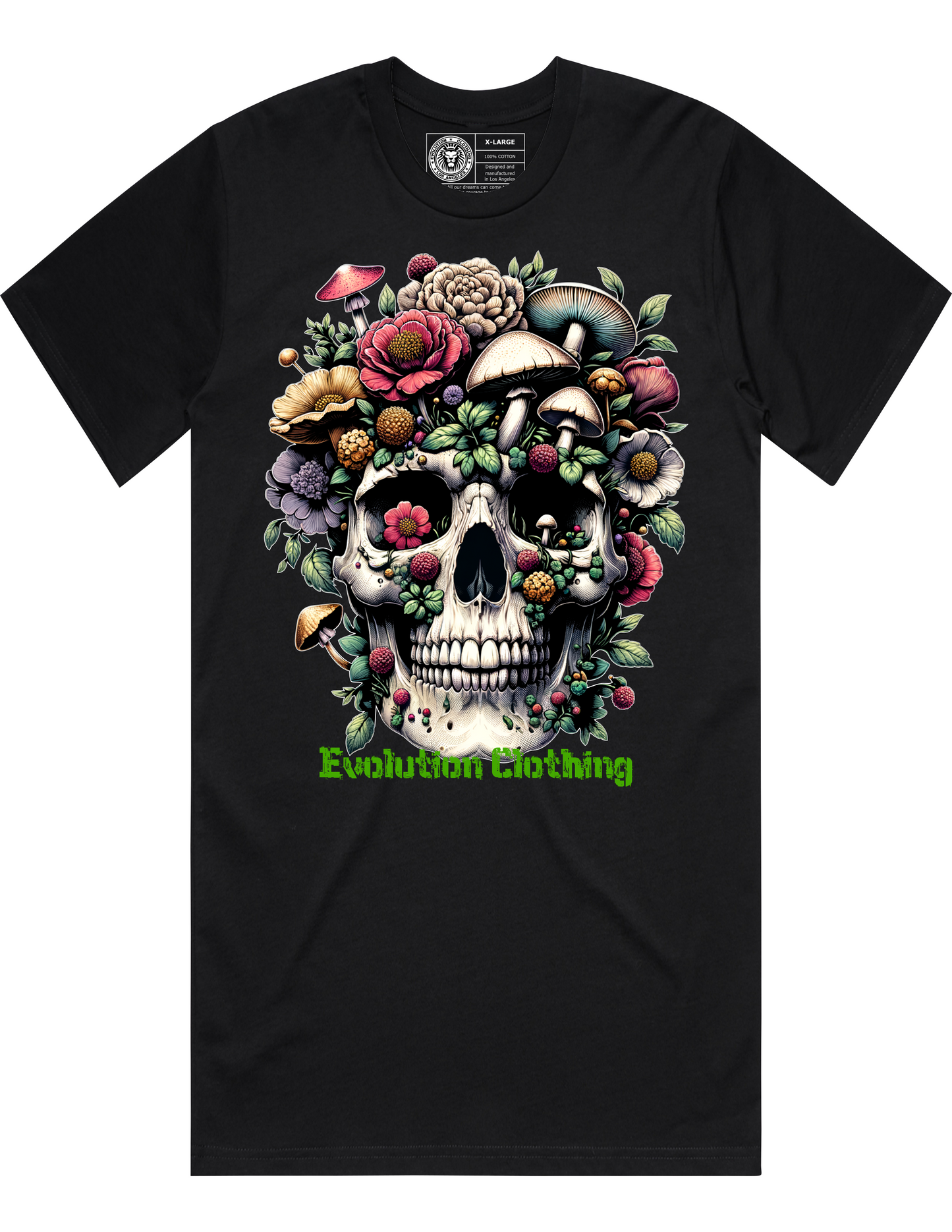 Skull Mushrooms Flowers Design