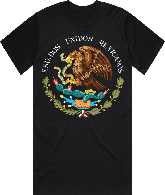 Mexico Black T-shirt (coat of arms/escudo), Colors, Custom Made, Great Quality
