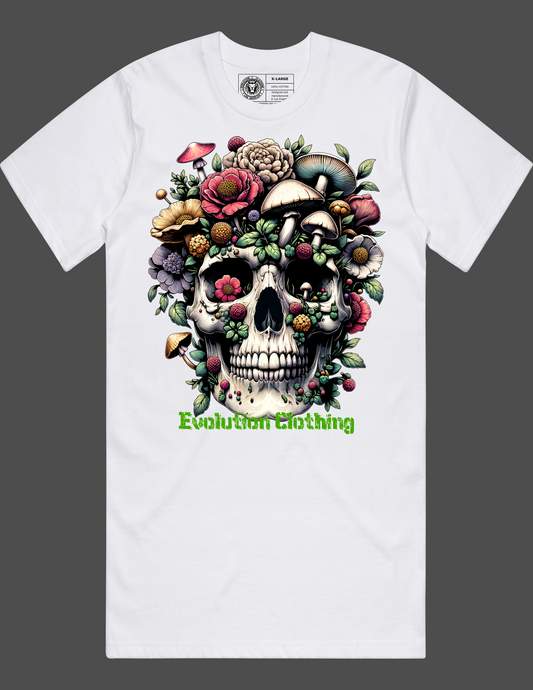 Skull Mushrooms Flowers Design