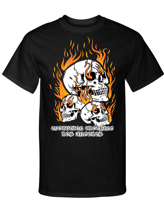 Skulls in flames custom graphic design
